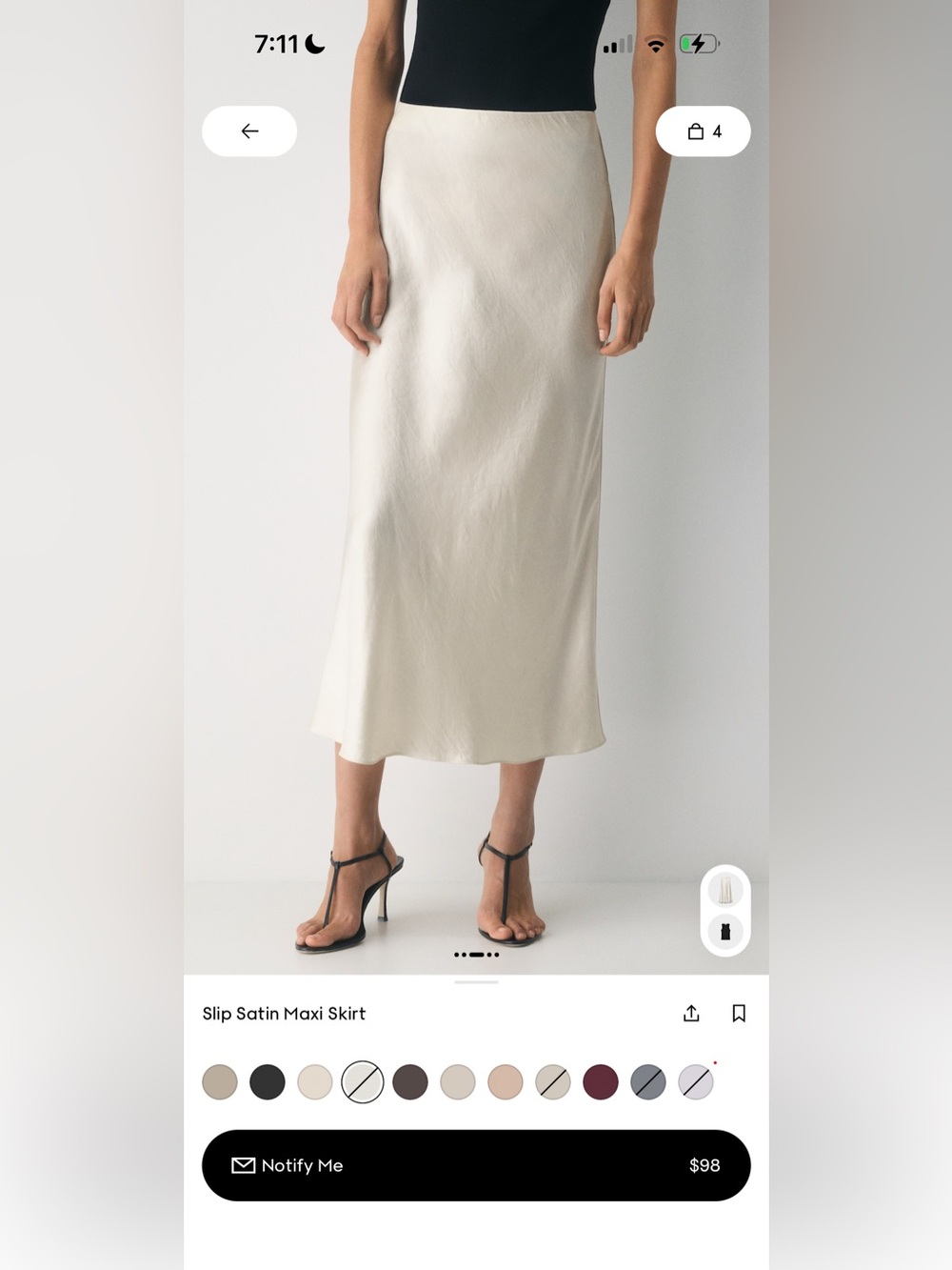 Aritzia Slip Satin Maxi Skirt